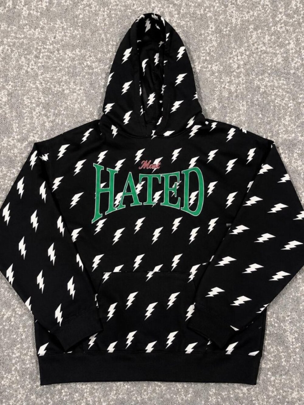 Most Hated Lightning Bolt All Over Print Streetwear Graphic Hoodie